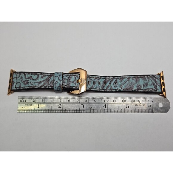 Hadlock Designs Turquoise Floral Leather Apple Watch Band 40mm Rose Gold Boho main image 5
